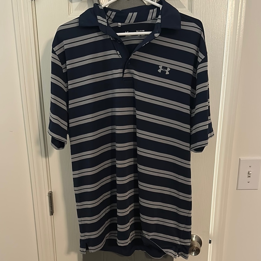 Under Armour Men's Navy Striped Polo Shirt